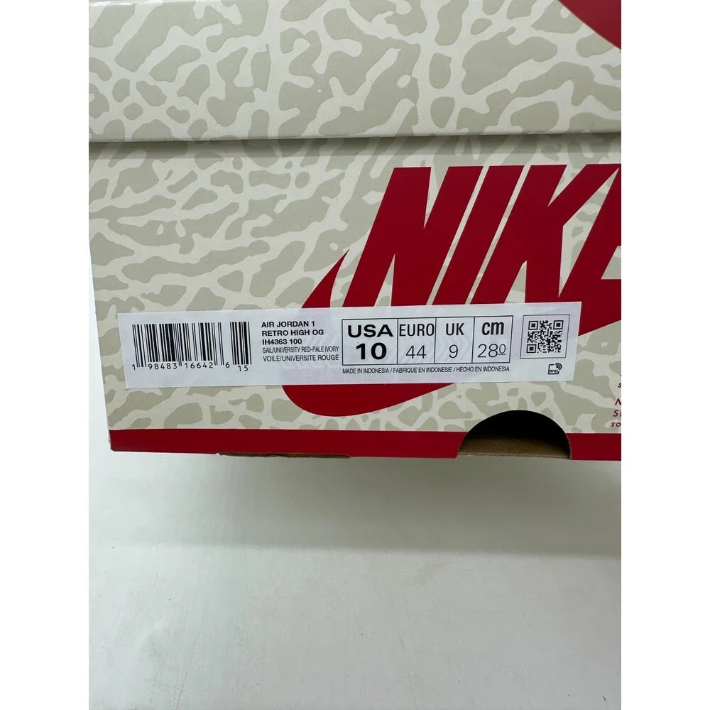 Air Jordan 1 High Retro OG Men's Size 10 Ivory White Athletic Shoes IH4363 100